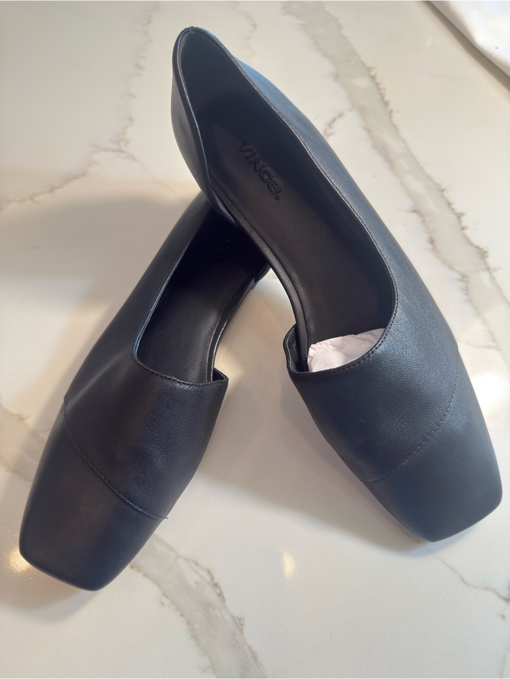 Vince Cyder Black Leather Square Toe d'Orsay Flats Size 8.5 NWOT - Picture 8 of 12